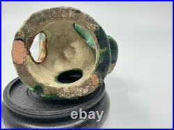 Antique 19th Century Chinese Glazed Green Parrot Pottery- FREE SHIPPING