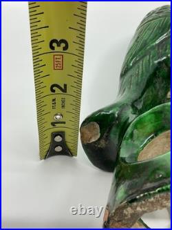 Antique 19th Century Chinese Glazed Green Parrot Pottery- FREE SHIPPING
