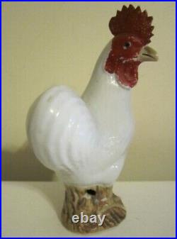 Antique 19th c. Chinese Export Porcelain Rooster Figure Chicken Statue Cockerel