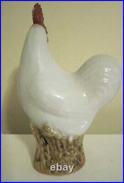 Antique 19th c. Chinese Export Porcelain Rooster Figure Chicken Statue Cockerel
