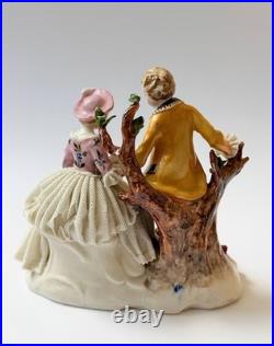 Antique Ackermann & Fritze Porcelain Figurine Courting Couple Bird Nest
