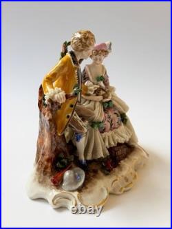 Antique Ackermann & Fritze Porcelain Figurine Courting Couple Bird Nest
