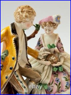 Antique Ackermann & Fritze Porcelain Figurine Courting Couple Bird Nest