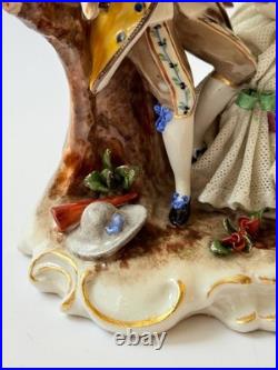 Antique Ackermann & Fritze Porcelain Figurine Courting Couple Bird Nest