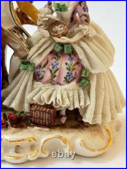 Antique Ackermann & Fritze Porcelain Figurine Courting Couple Bird Nest