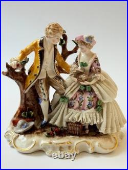 Antique Ackermann & Fritze Porcelain Figurine Courting Couple Bird Nest