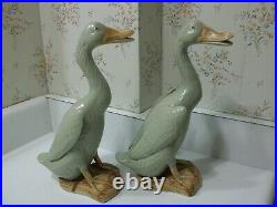 Antique Asian Large Pair Porcelain Chinese Celadon Ducks Statue Figure Figurines