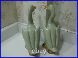 Antique Asian Large Pair Porcelain Chinese Celadon Ducks Statue Figure Figurines