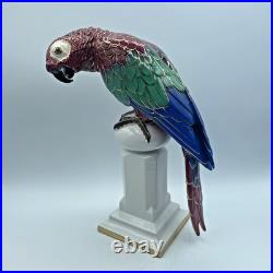 Antique Behscherzer Bavaria Porcelain 12 Figurine Of A Parrot, Outstanding