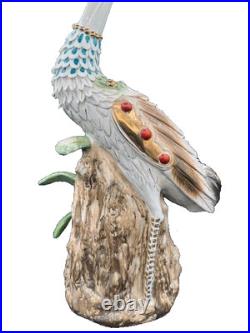 Antique Bird Figurine Heron Crane Porcelain Ceramic Statue Art Deco Styling 21
