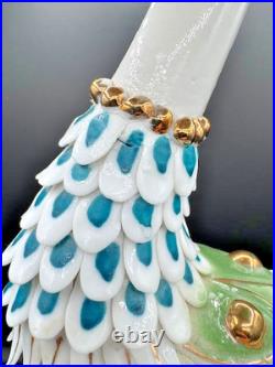 Antique Bird Figurine Heron Crane Porcelain Ceramic Statue Art Deco Styling 21