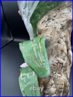 Antique Bird Figurine Heron Crane Porcelain Ceramic Statue Art Deco Styling 21