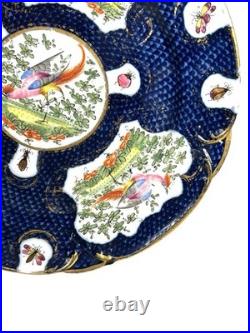 Antique Chelsea Porcelain Cabinet Plate with Exotic Birds and Insects