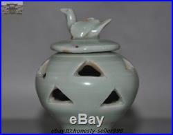 Antique China Dynasty Ru Kiln porcelain glaze Bird Statue incense burner censer