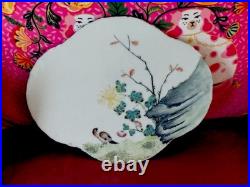 Antique Chinese Bird on Flowering Branch Famille Verte Porcelain Plaque