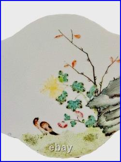 Antique Chinese Bird on Flowering Branch Famille Verte Porcelain Plaque