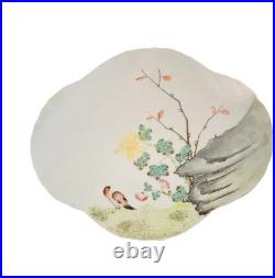 Antique Chinese Bird on Flowering Branch Famille Verte Porcelain Plaque