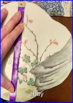 Antique Chinese Bird on Flowering Branch Famille Verte Porcelain Plaque