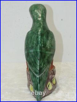 Antique Chinese Export Famille Verte Porcelain Parrot Bird Green Figure