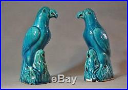 Antique Chinese Export Porcelai Qing Dynasty Porcelain Turquoise Glazed Parrots