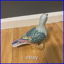 Antique Chinese Export Porcelain Bird Dove Pigeon Beautiful Colours Qing Read