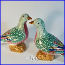 Antique Chinese Export Porcelain Birds Doves/Pigeon Pair Beautiful Colours Qing