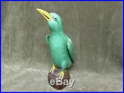Antique Chinese Export Porcelain Majolica Glaze Green and Yellow Bird Figurine