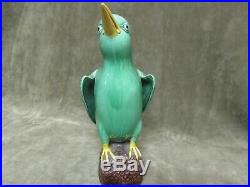 Antique Chinese Export Porcelain Majolica Glaze Green and Yellow Bird Figurine