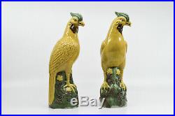 Antique Chinese Export Porcelain Pair Birds, 10 inches tall