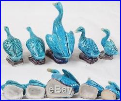 Antique Chinese Export Turquoise Porcelain Duck 9 Pair + More Lot (7) Bird