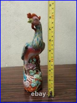 Antique Chinese Famille Rose Phoenix Fenghuang Bird Porcelain Statue