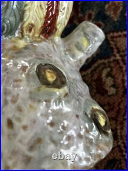 Antique Chinese Hand Painted Porcelain Bird Figurine Multicolor Ceramic 17 RARE