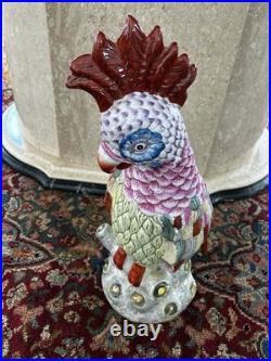 Antique Chinese Hand Painted Porcelain Bird Figurine Multicolor Ceramic 17 RARE