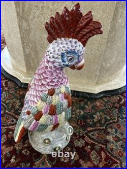 Antique Chinese Hand Painted Porcelain Bird Figurine Multicolor Ceramic 17 RARE