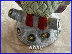 Antique Chinese Hand Painted Porcelain Bird Figurine Multicolor Ceramic 17 RARE