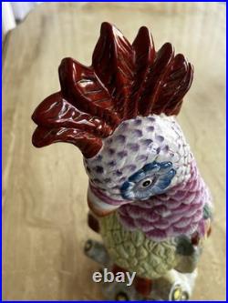 Antique Chinese Hand Painted Porcelain Bird Figurine Multicolor Ceramic 17 RARE