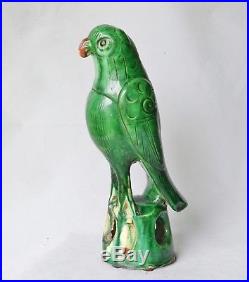 Antique Chinese Kangxi-Era Sancai 8.5 Parrot Bird Porcelain Qing Dynasty EX CND