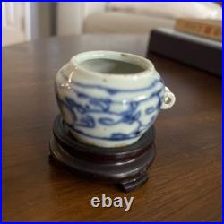 Antique Chinese Ming Blue And White Porcelain Bird Feeder
