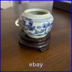 Antique Chinese Ming Blue And White Porcelain Bird Feeder