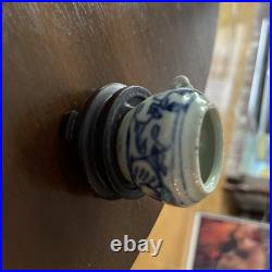 Antique Chinese Ming Blue And White Porcelain Bird Feeder