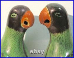Antique Chinese Pair Porcelain Hawks Parrots Perfect