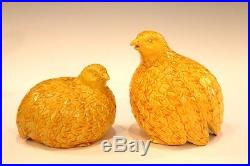 Antique Chinese Porcelain Bird Figures Chickens Quail Couple Yellow