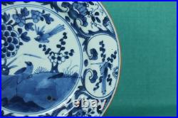 Antique Chinese Porcelain Kangxi Period Blue and White Plate Bird and Flower