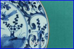 Antique Chinese Porcelain Kangxi Period Blue and White Plate Bird and Flower
