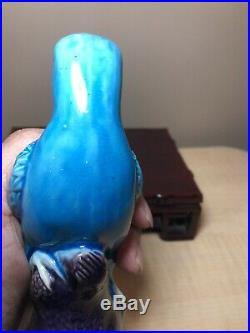 Antique Chinese Porcelain Parrot Figure Turquoise With Rare Mark