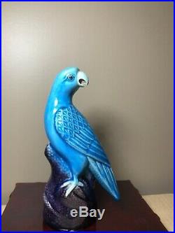 Antique Chinese Porcelain Parrot Figure Turquoise With Rare Mark