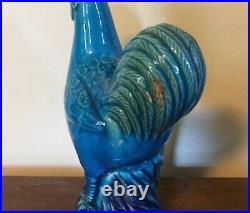 Antique Chinese Porcelain Rooster Cockerel Chicken Turquoise Blue Glaze 19th c