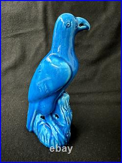 Antique Chinese Porcelain Turquoise Bird Parrot Figurine 21 cm