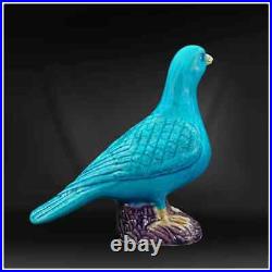 Antique Chinese Qing Porcelain Turquoise Pigeon Figurine 19 cm