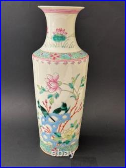 Antique Chinese Republic Period Porcelain Vase 11 Birds Flowers Famille Rose